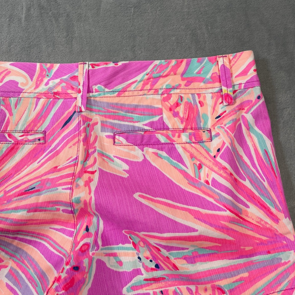 Lilly Pulitzer Shorts Size 8 Callahan Pink Tropical Fan Palm Print Cotton - Picture 9 of 9